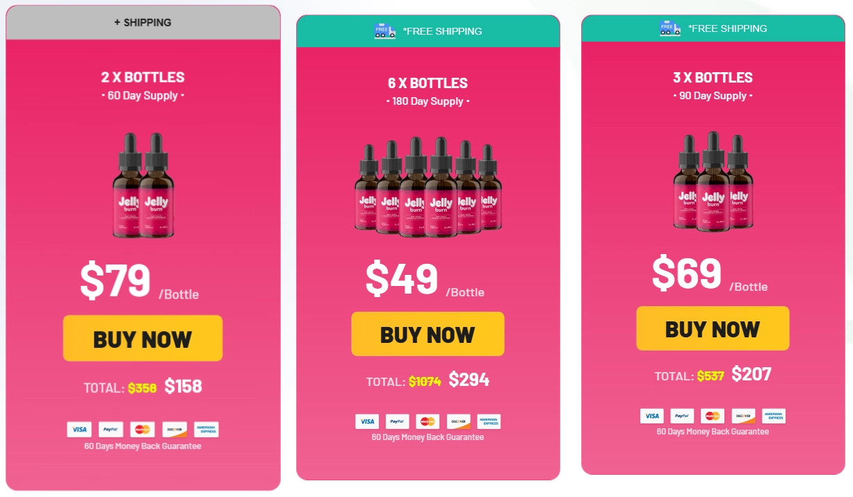 JellyBurn supplement drops order packages and pricing options